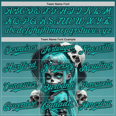 Custom Blue Aqua-Black 3D Halloween Spooky Skull Authentic Baseball Jersey