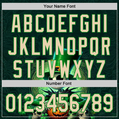 Custom Black City Cream-Grass Green 3D Halloween Spooky Pumpkin Authentic Baseball Jersey