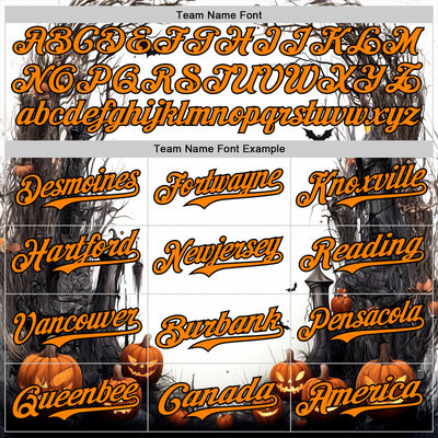 Custom White Bay Orange-Black 3D Halloween Spooky Pumpkin Authentic Baseball Jersey