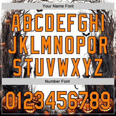 Custom White Bay Orange-Black 3D Halloween Spooky Pumpkin Authentic Baseball Jersey