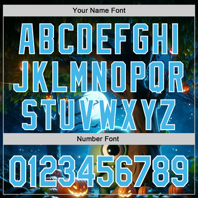 Custom Black Sky Blue-White 3D Halloween Spooky Pumpkin Authentic Baseball Jersey