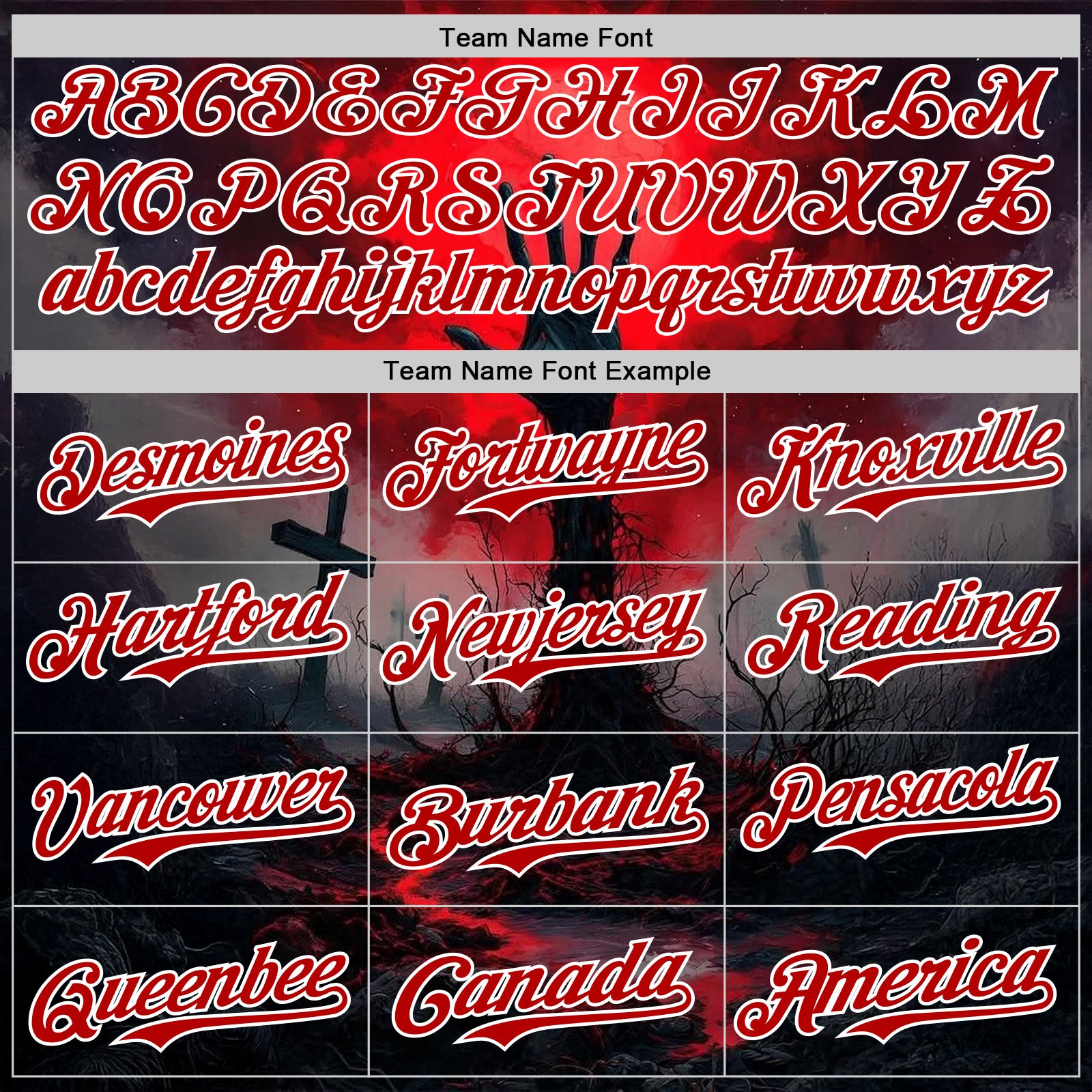 Custom Red Black-White 3D Halloween Spooky Horror Zombies Authentic Baseball Jersey