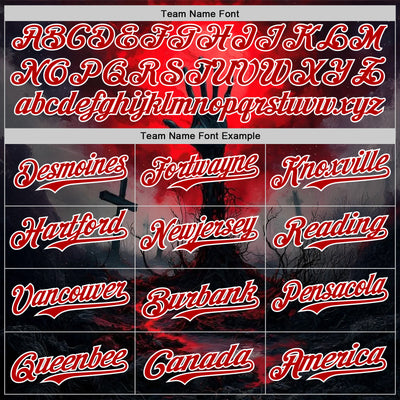 Custom Red Black-White 3D Halloween Spooky Horror Zombies Authentic Baseball Jersey