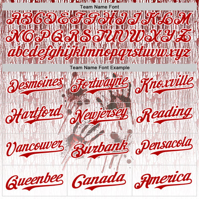 Custom White Red-Black 3D Halloween Creepy Blood Horror Authentic Baseball Jersey