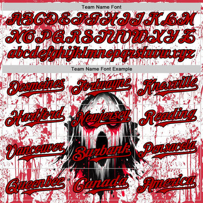 Custom White Red-Black 3D Halloween Creepy Blood Horror Authentic Baseball Jersey