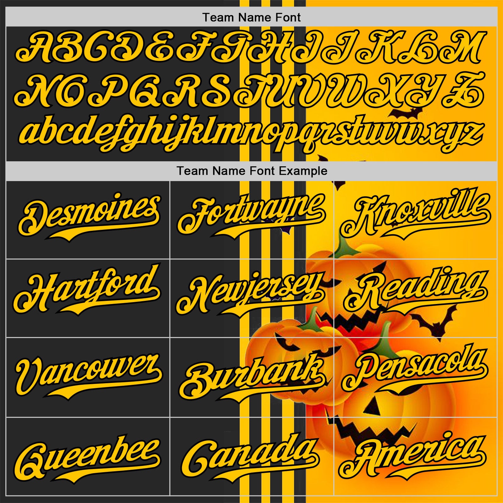 Custom Yellow Black 3D Halloween Spooky Pumpkin Stripe Authentic Baseball Jersey