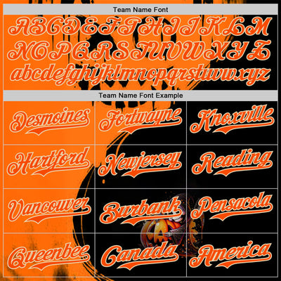Custom Orange Black-City Cream 3D Halloween Spooky Pumpkin Graffiti Authentic Baseball Jersey