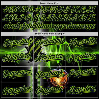 Custom Black Neon Green 3D Halloween Spooky Pumpkin Scratch Authentic Baseball Jersey