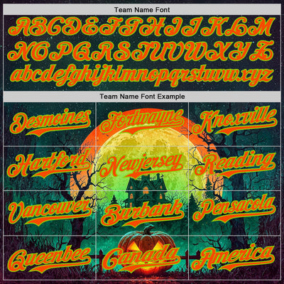 Custom Black Orange-Neon Green 3D Halloween Spooky Pumpkin Authentic Baseball Jersey