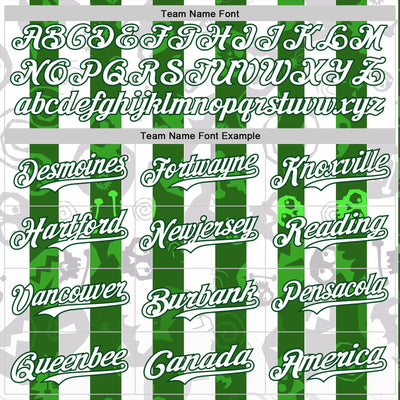 Custom White Green 3D Halloween Spooky Spider Stripe Authentic Baseball Jersey