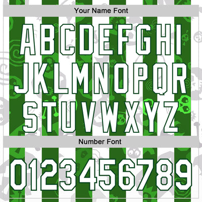 Custom White Green 3D Halloween Spooky Spider Stripe Authentic Baseball Jersey