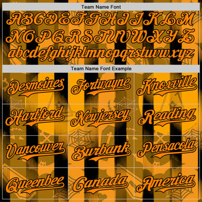 Custom Orange Bay Orange-Black 3D Halloween Spooky Pumpkin Stripe Authentic Baseball Jersey