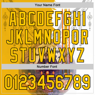 Custom White Yellow-Black 3D Halloween Spooky Pumpkin Authentic Baseball Jersey