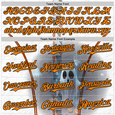 Custom White Bay Orange Gray-Black 3D Halloween Spooky Pumpkin Authentic Baseball Jersey