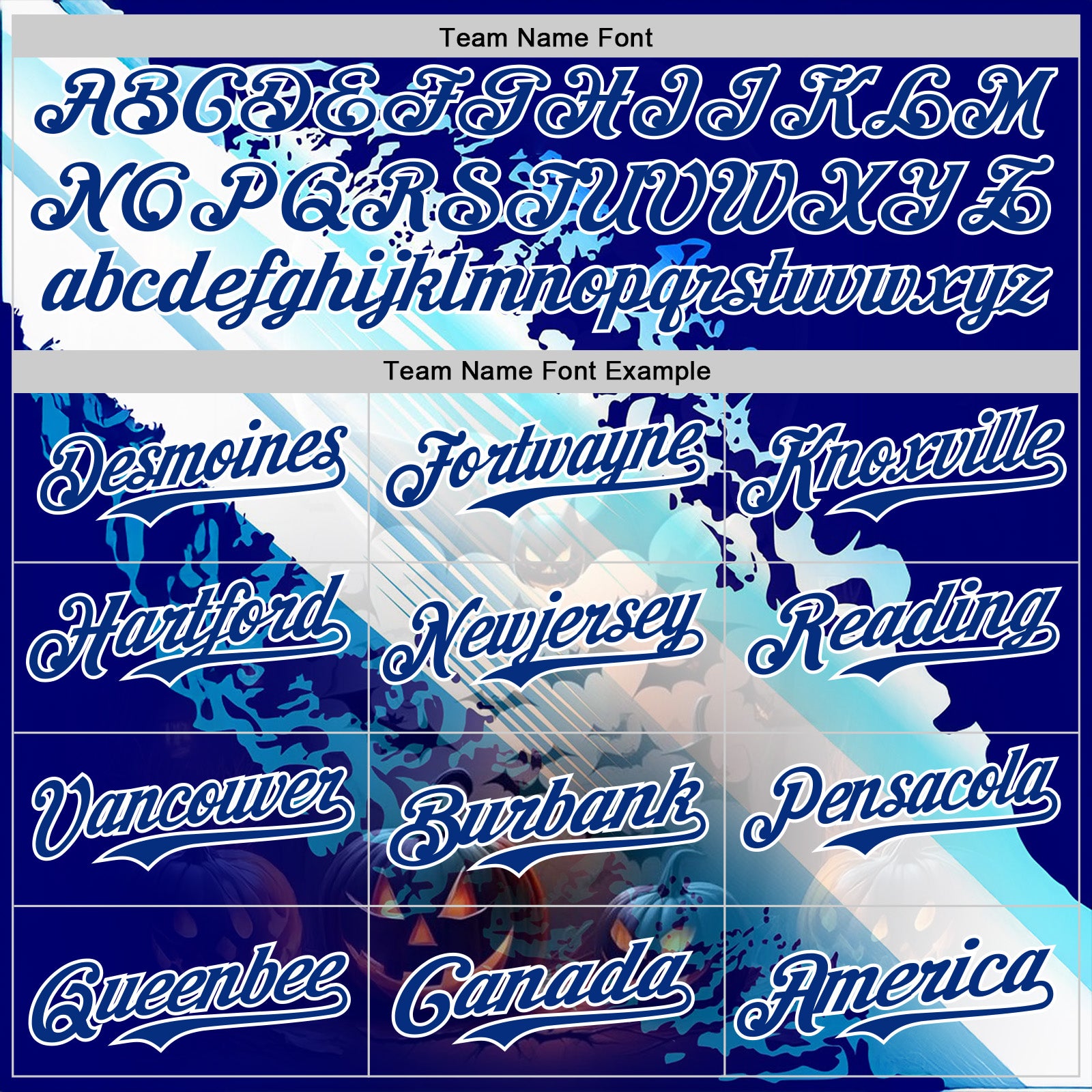 Custom Blue Royal-White 3D Halloween Spooky Pumpkin Bat Authentic Baseball Jersey