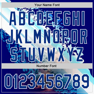 Custom Blue Royal-White 3D Halloween Spooky Pumpkin Bat Authentic Baseball Jersey