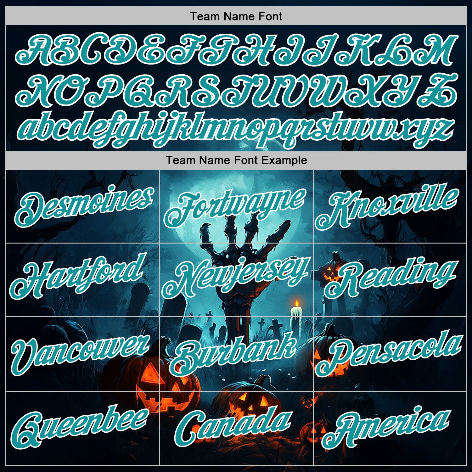 Custom Blue Teal-White 3D Halloween Zombies Spooky Sports Pullover Sweatshirt Hoodie