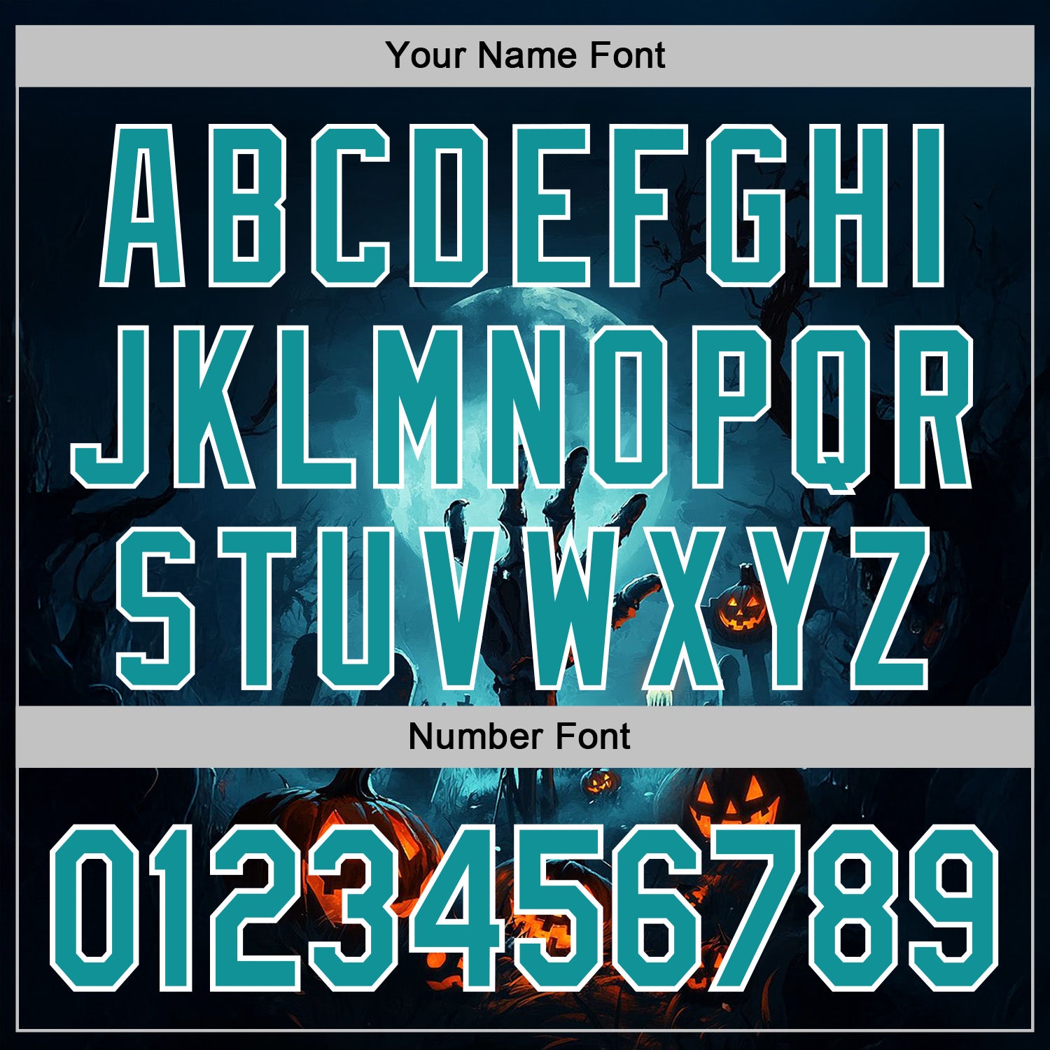 Custom Blue Teal-White 3D Halloween Zombies Spooky Sports Pullover Sweatshirt Hoodie