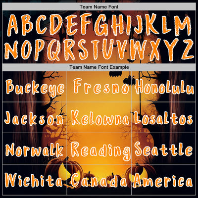 Custom Black Bay Orange Yellow-White 3D Halloween Pumpkin Spooky Sports Pullover Sweatshirt Hoodie