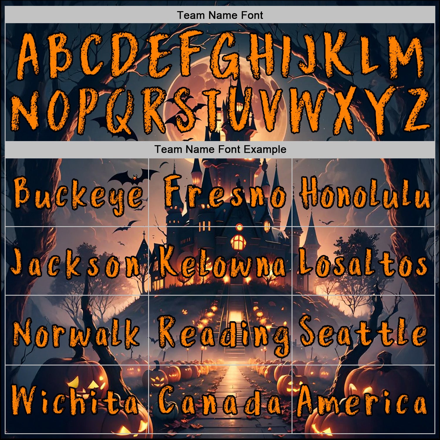 Custom Blue Bay Orange-Black 3D Halloween Pumpkin Spooky Sports Pullover Sweatshirt Hoodie