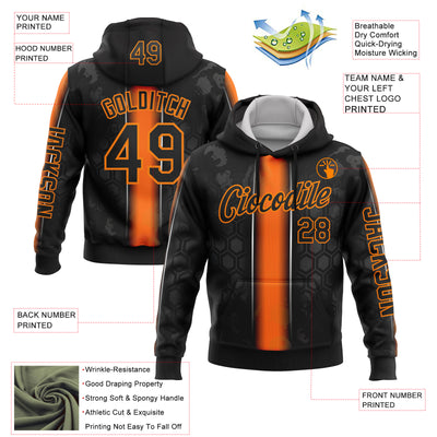 Custom Black Orange-Bay Orange 3D Halloween Pumpkin Spooky Sportswear Pullover Sweatshirt Hoodie