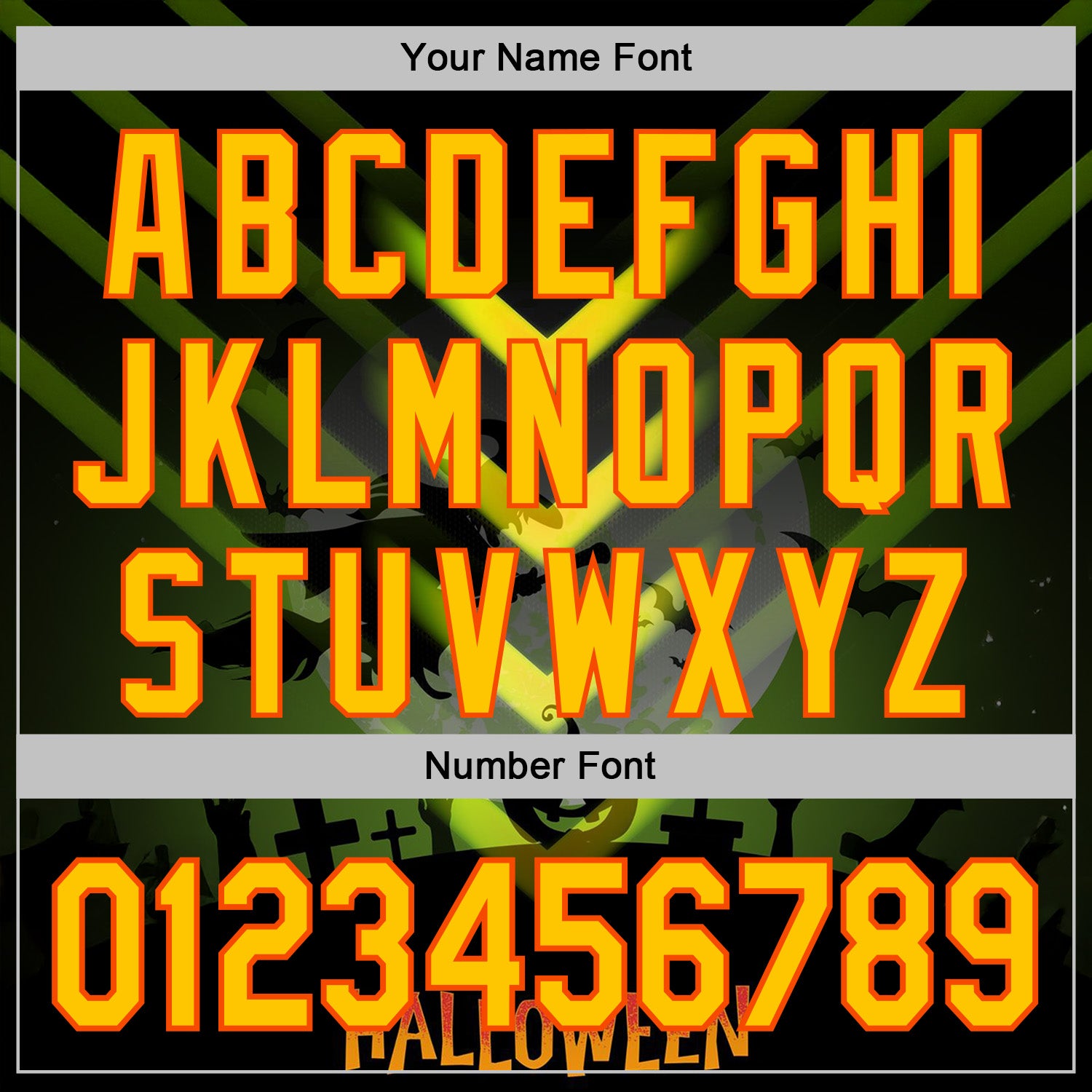 Custom Green Yellow-Orange 3D Halloween Spooky Sportswear Pullover Sweatshirt Hoodie