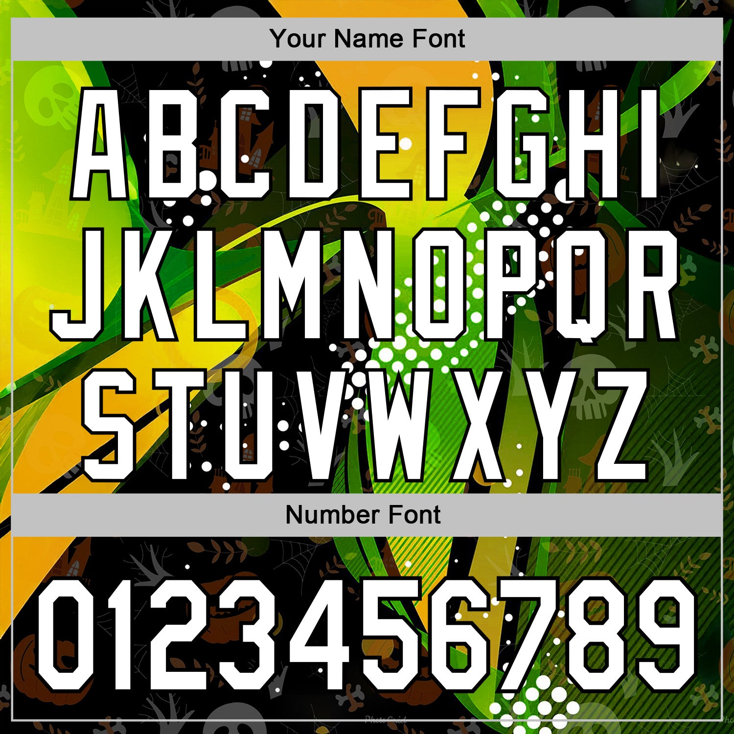 Custom Black White Green-Yellow 3D Halloween Spooky Sportswear Pullover Sweatshirt Hoodie