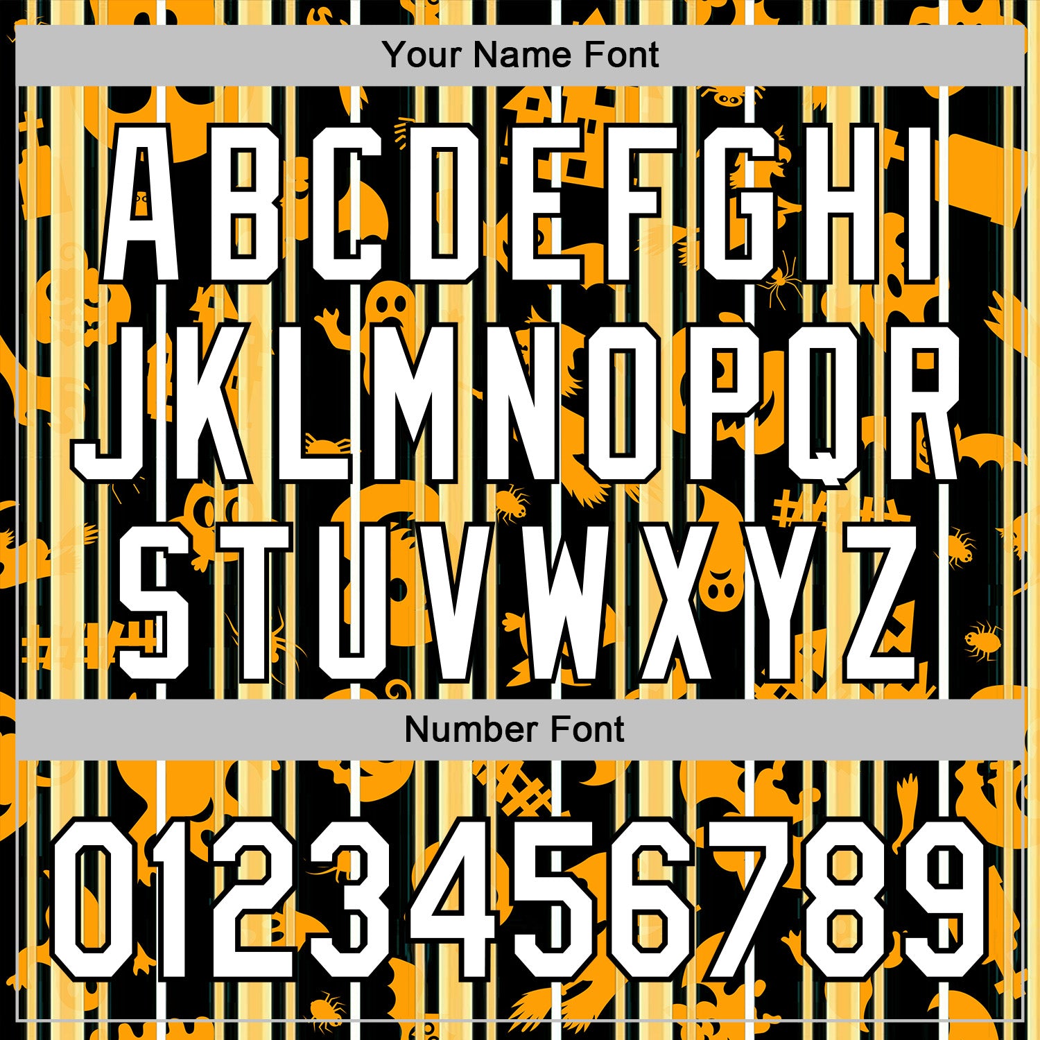 Custom Yellow White-Black 3D Halloween Pumpkin Spooky Stripe Sports Pullover Sweatshirt Hoodie