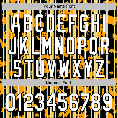 Custom Yellow White-Black 3D Halloween Pumpkin Spooky Stripe Sports Pullover Sweatshirt Hoodie