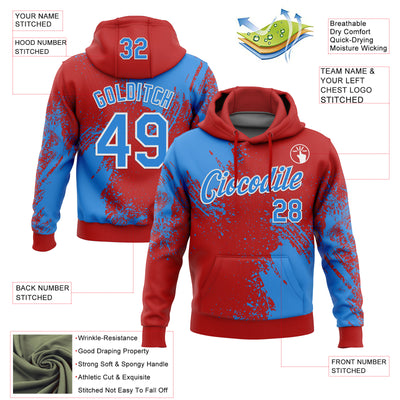 Custom Stitched Red Powder Blue-White 3D Pattern Design Abstract Brush Stroke Sports Pullover Sweatshirt Hoodie