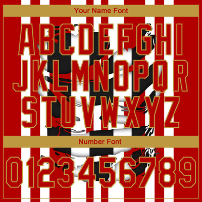 Custom Stitched Red White Black-Old Gold 3D Pattern Design Stripe Sports Pullover Sweatshirt Hoodie