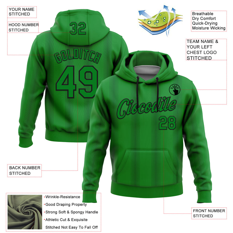 Custom Stitched Green Grass Green-Black 3D Pattern Design Geometric Shape Sports Pullover Sweatshirt Hoodie