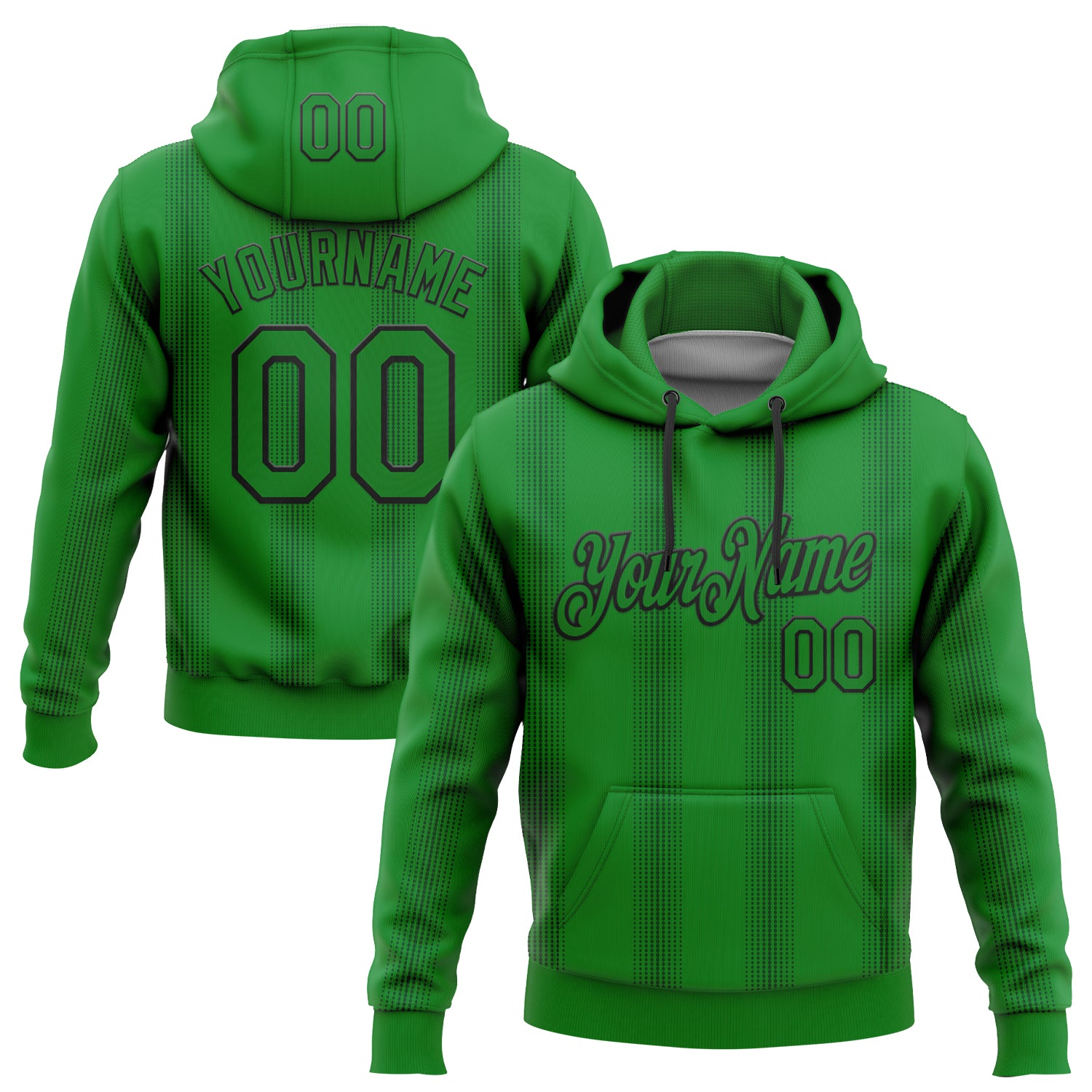 Custom Stitched Green Grass Green-Black 3D Pattern Design Geometric Shape Sports Pullover Sweatshirt Hoodie