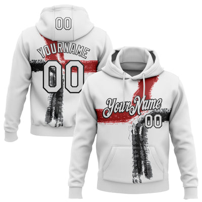 Custom Stitched White Red-Black 3D Pattern Design Splash Sports Pullover Sweatshirt Hoodie