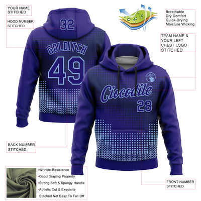 Custom Stitched Dark Purple Light Blue-Navy 3D Pattern Design Modern Polka Dot Sports Pullover Sweatshirt Hoodie