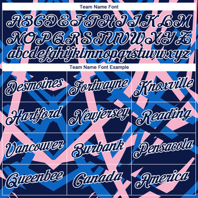 Custom Stitched Navy Blue Light Pink-White 3D Pattern Design Geometric Shape Sports Pullover Sweatshirt Hoodie