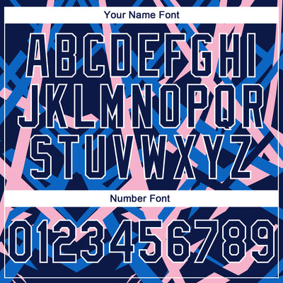 Custom Stitched Navy Blue Light Pink-White 3D Pattern Design Geometric Shape Sports Pullover Sweatshirt Hoodie