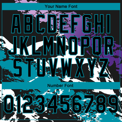 Custom Stitched Black Purple Teal-White 3D Pattern Design Splash Sports Pullover Sweatshirt Hoodie