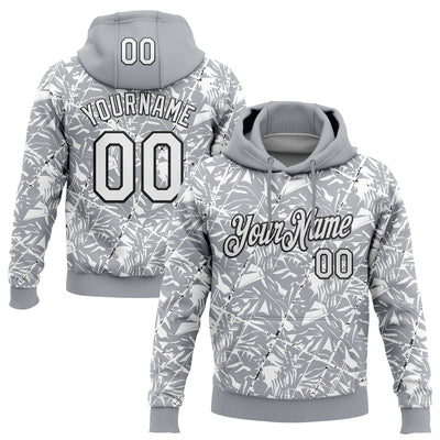 Custom Stitched Gray White-Black 3D Pattern Design Grunge Art Sports Pullover Sweatshirt Hoodie