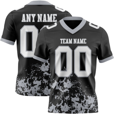 Custom Black White-Gray 3D Pattern Splash Authentic Football Jersey