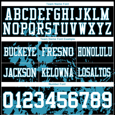 Custom Black White-Panther Blue 3D Pattern Splash Authentic Football Jersey