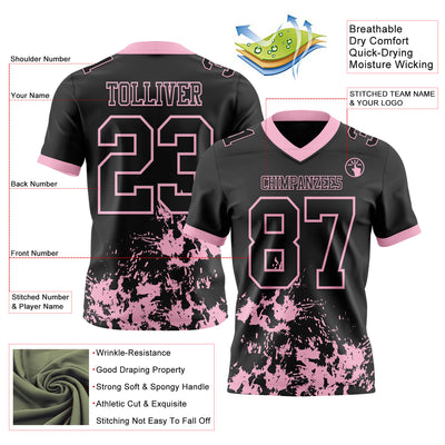 Custom Black Light Pink 3D Pattern Splash Authentic Football Jersey