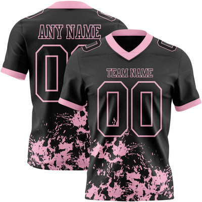 Custom Black Light Pink 3D Pattern Splash Authentic Football Jersey