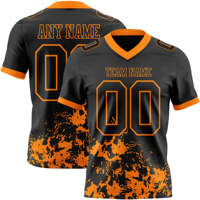 Custom Black Bay Orange 3D Pattern Splash Authentic Football Jersey