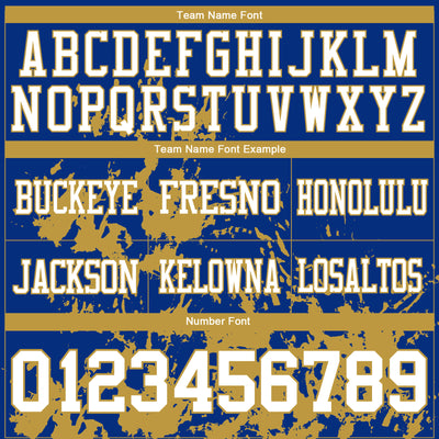 Custom Royal White-Old Gold 3D Pattern Splash Authentic Football Jersey
