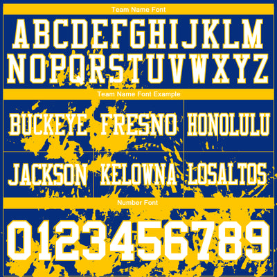 Custom Royal White-Yellow 3D Pattern Splash Authentic Football Jersey