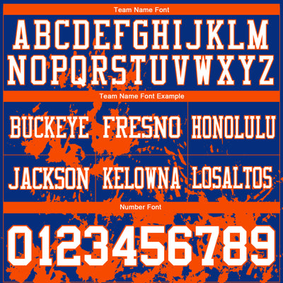 Custom Royal White-Orange 3D Pattern Splash Authentic Football Jersey