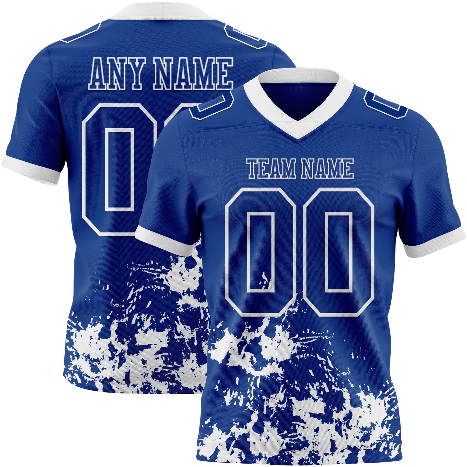 Custom Royal White 3D Pattern Splash Authentic Football Jersey