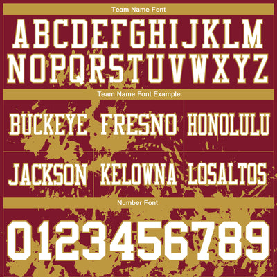 Custom Crimson White-Old Gold 3D Pattern Splash Authentic Football Jersey
