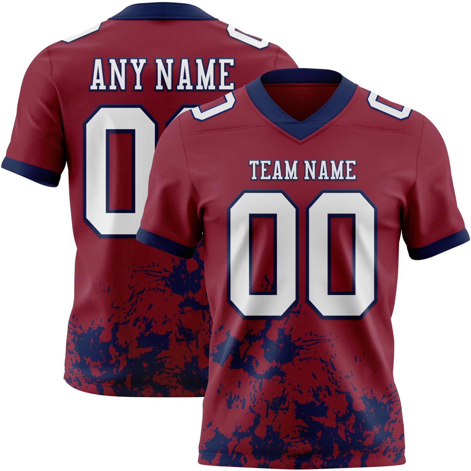 Custom Crimson White-Navy 3D Pattern Splash Authentic Football Jersey